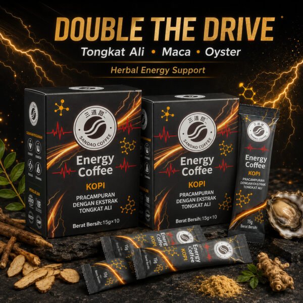 13_2盒装_Double_The_Drive SANDAO Energy Coffee – 2 Box Personal Pack | 20 Tongkat Ali Herbal Coffee Sachets